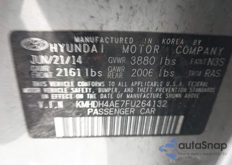 2015 Hyundai Elantra Se from USA, damaged, VIN KMHDH4AE7FU264132